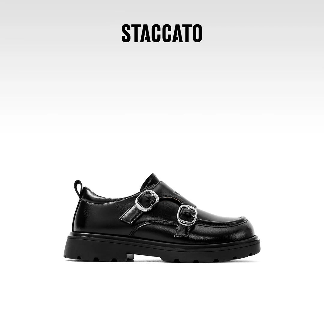 StaccatoKids思加图女童黑色软底皮鞋春秋新款英伦风公主鞋S00138