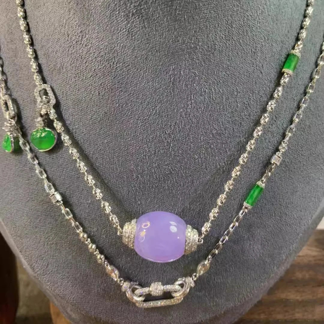 回形扣项链镀18k白金色diy彩色万能链子可拆卸吊坠百搭链时尚女