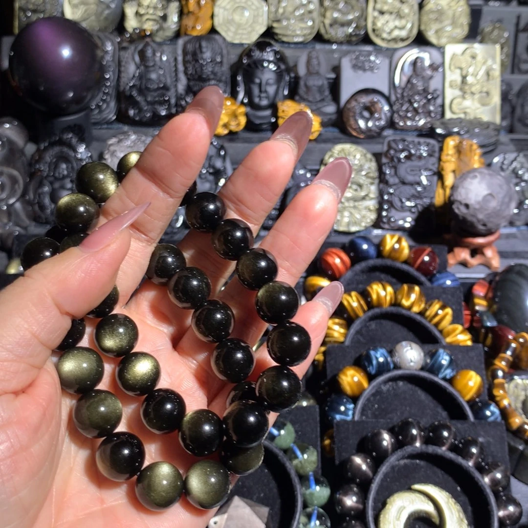 S***5未镶嵌黑曜岩手串12mm