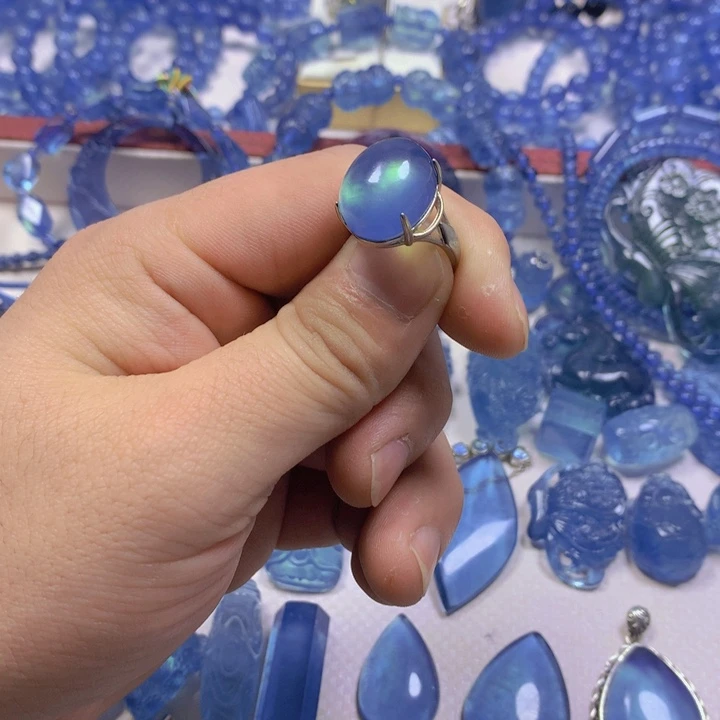 海蓝宝石颈饰银S925镶嵌火**子