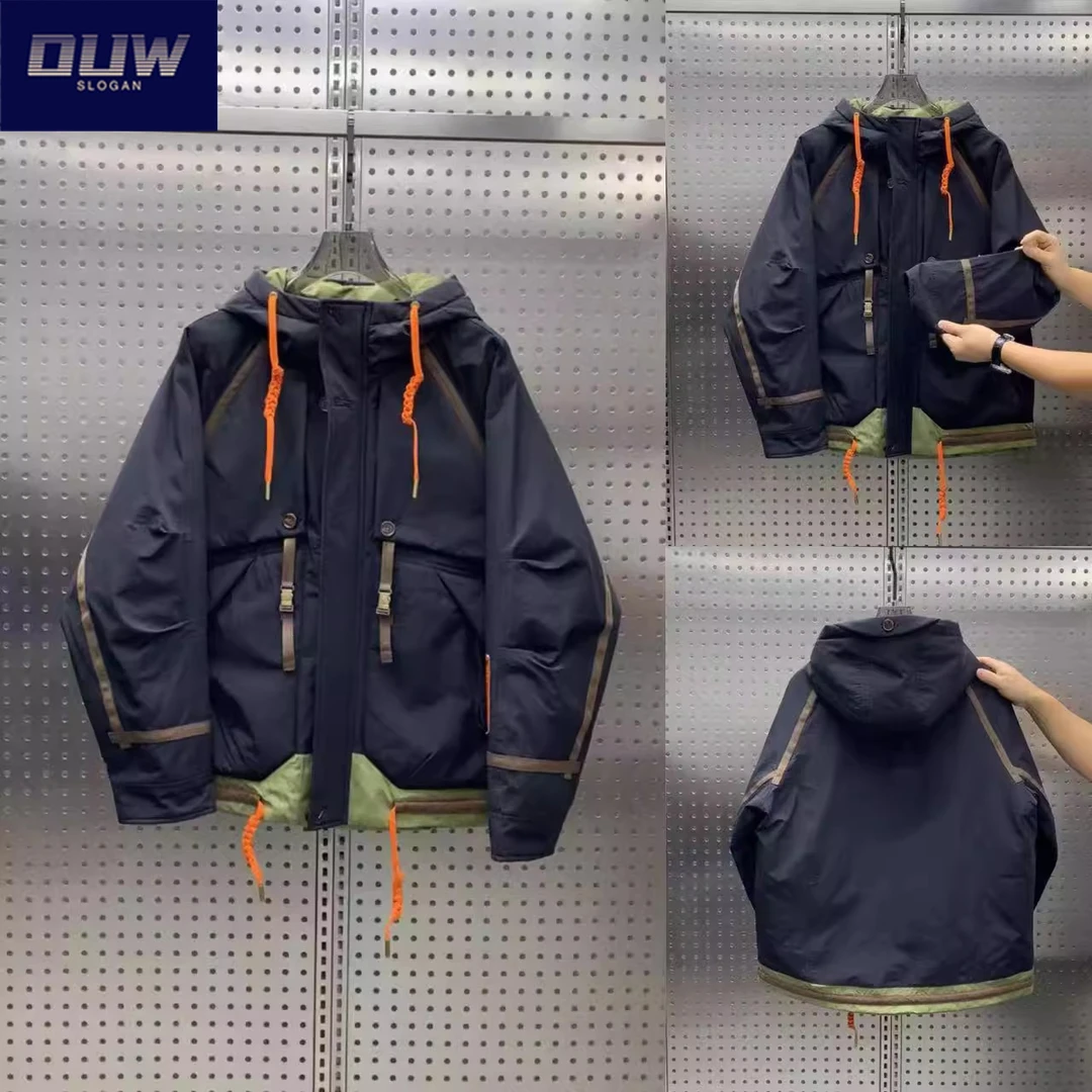 O.U.W2025冬季新款机能风冲锋衣休闲保暖男士加厚工装羽绒服外套