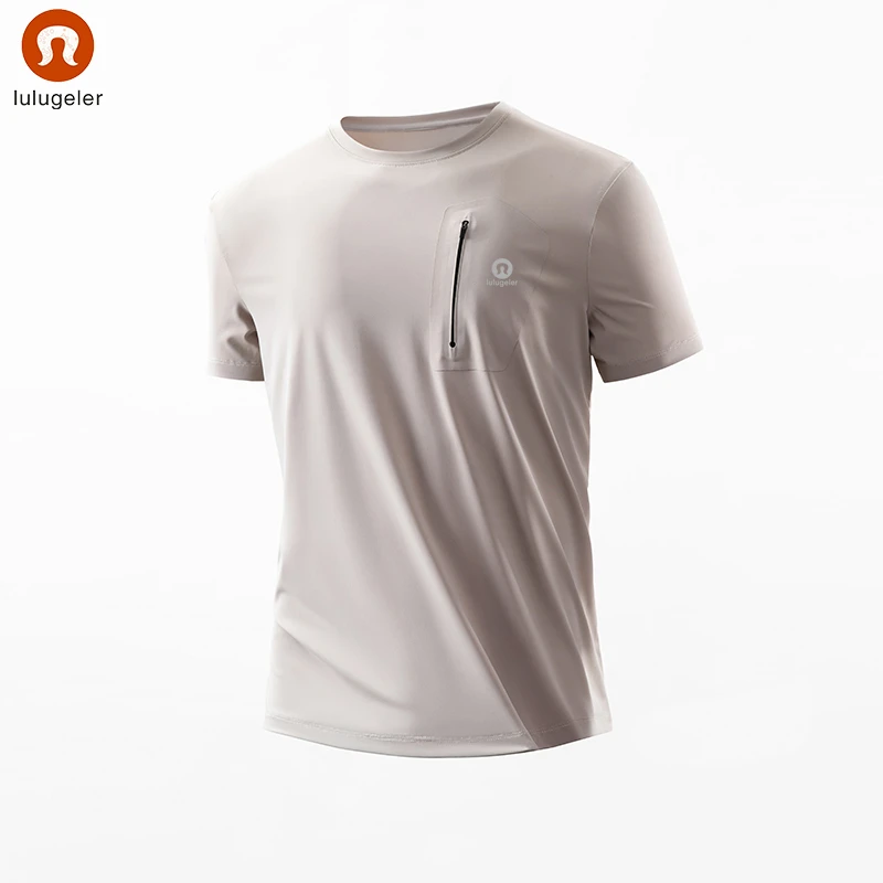 Lulugeler正品夏季男士户外运动短袖T恤速干凉感防晒圆领宽松休闲