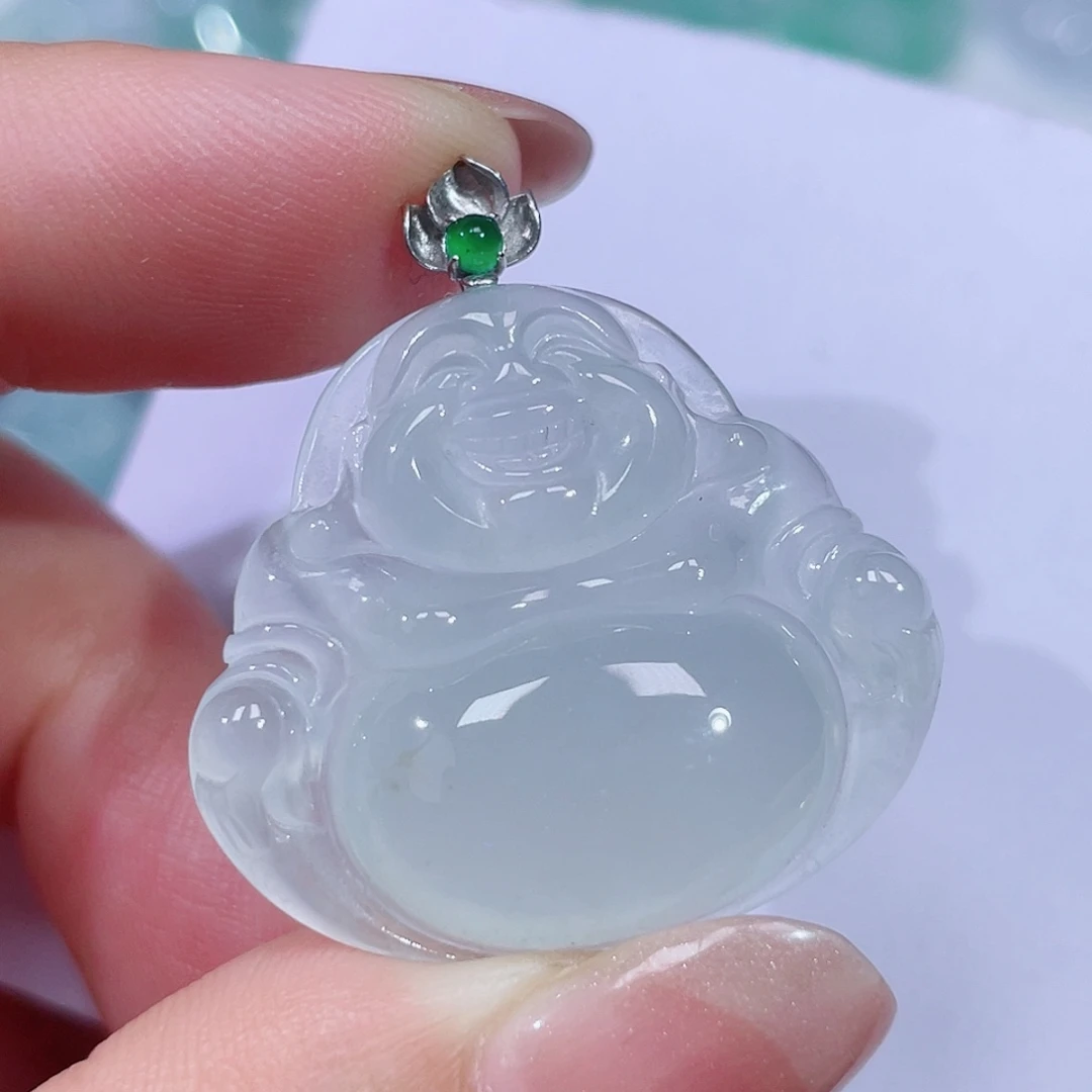 翡翠18K金镶嵌颈饰佛公