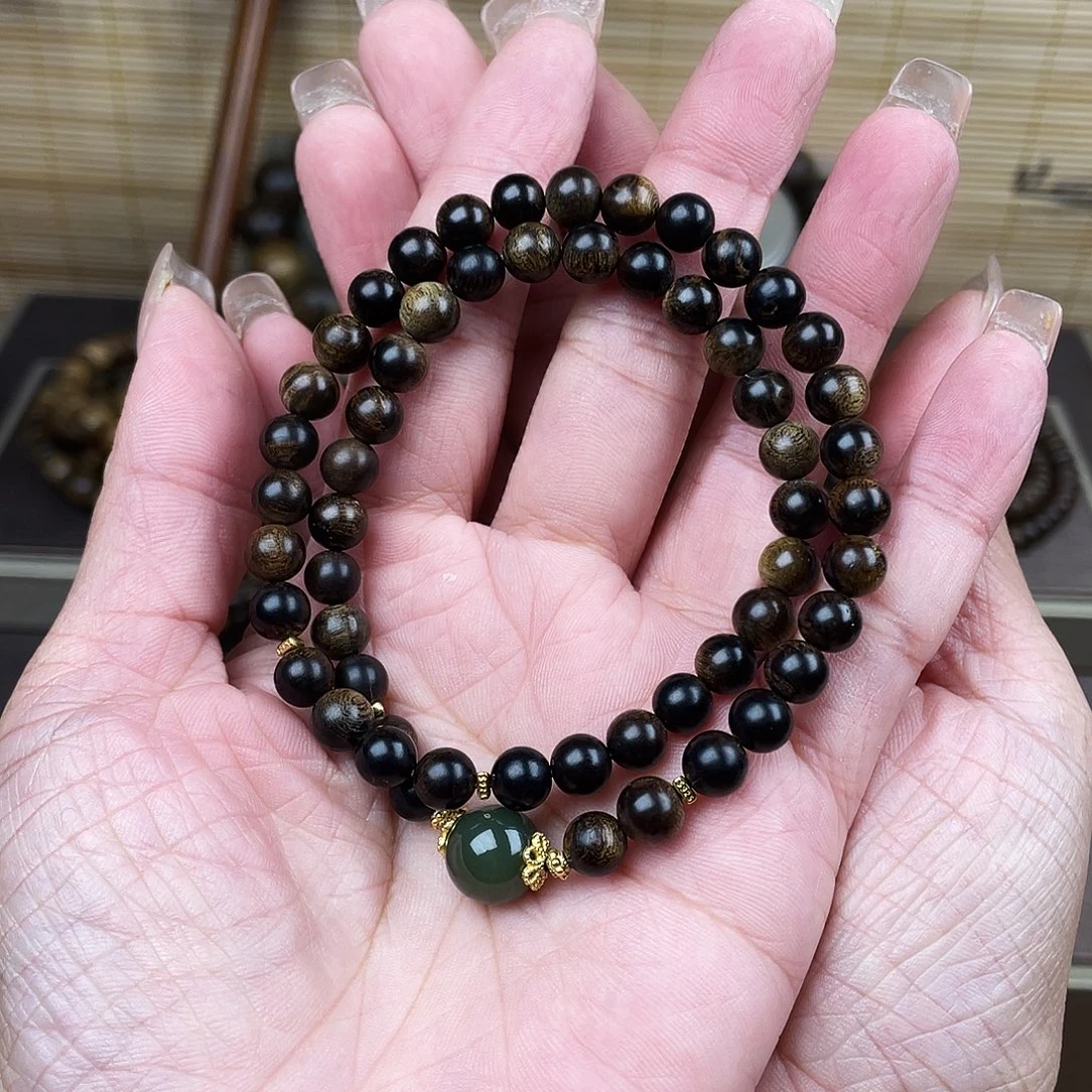 沉香手串越南芽庄白奇玉化留疤料0.6