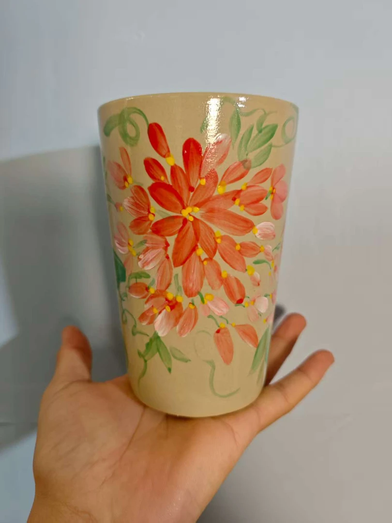 釉下五彩高温瓷款紫藤花大可乐杯550cc容量