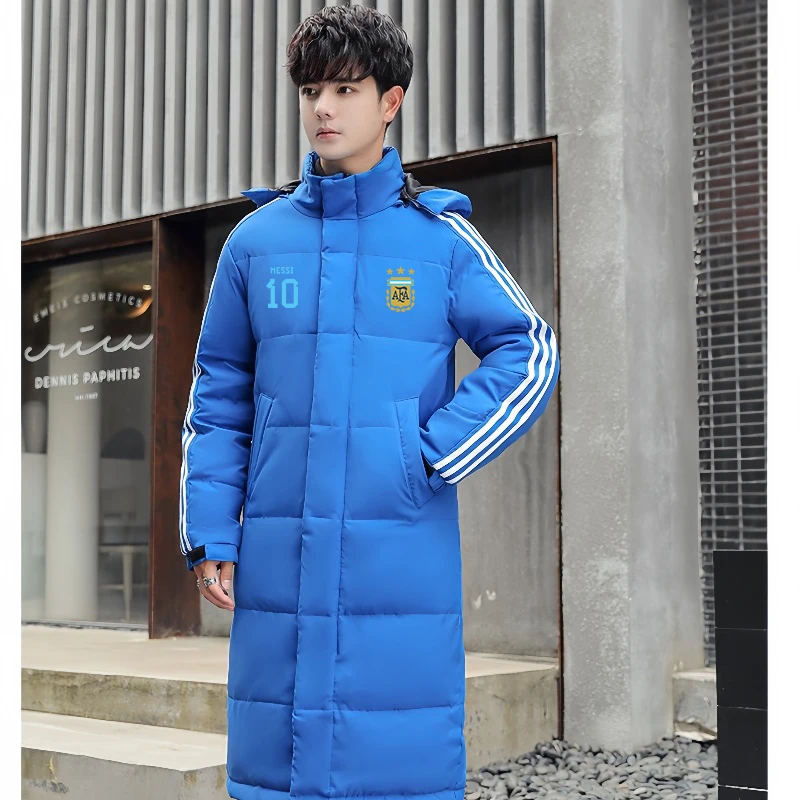 阿根廷国家队羽绒外套丨梅西同款运动羽绒服中长款保暖连帽球迷款