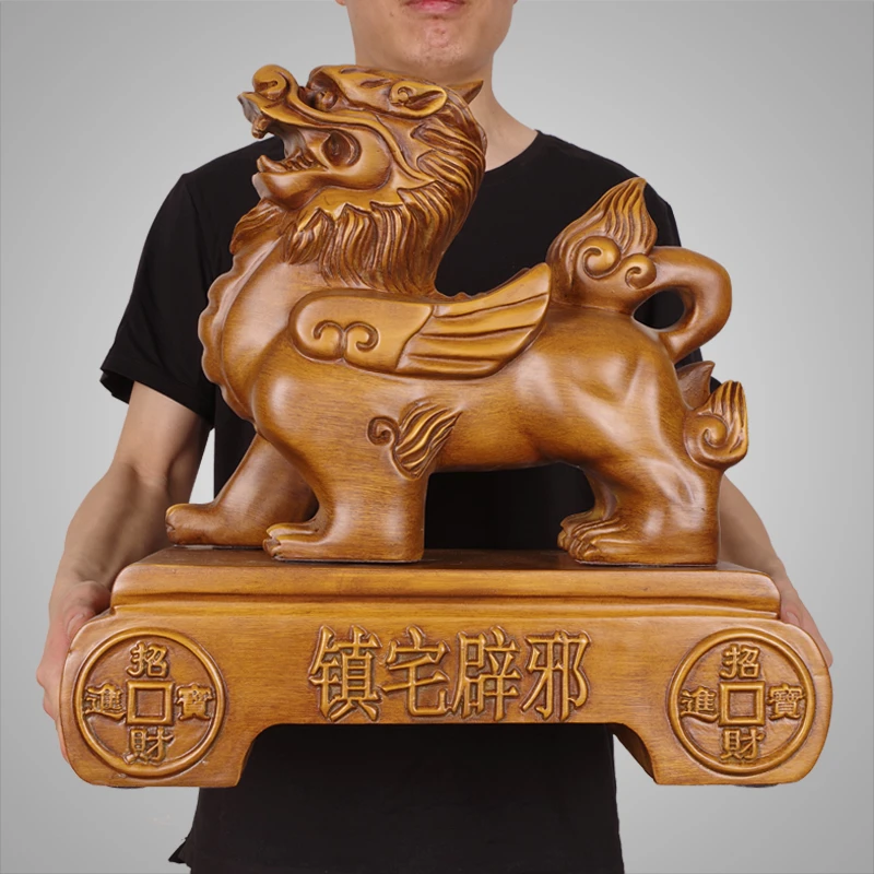 实木雕招财貔貅摆件家居客厅玄关风水皮丘一对办公室装饰开业礼品