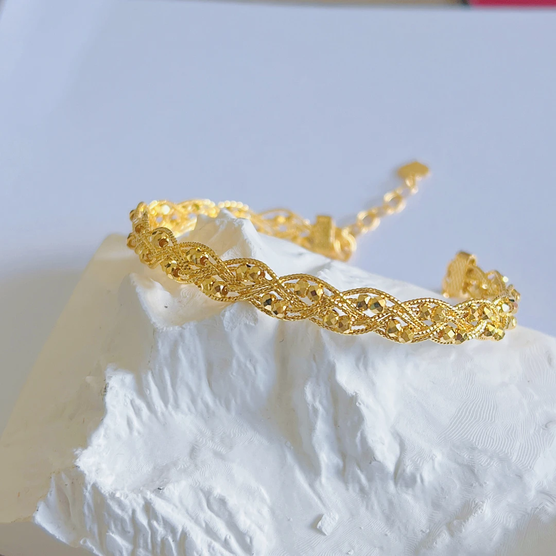 足金999蹦迪手镯C圈编织时尚
