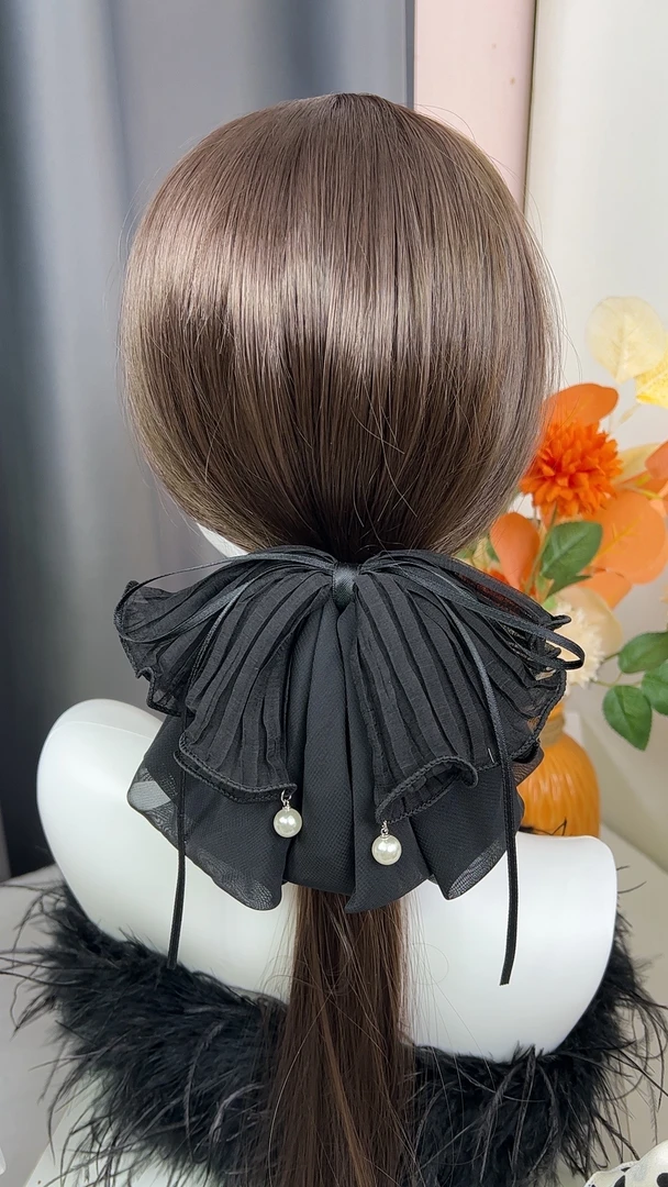 【068-069】夜幕天鹅公主风网纱蝴蝶马尾夹气质百搭时尚氛围感发夹