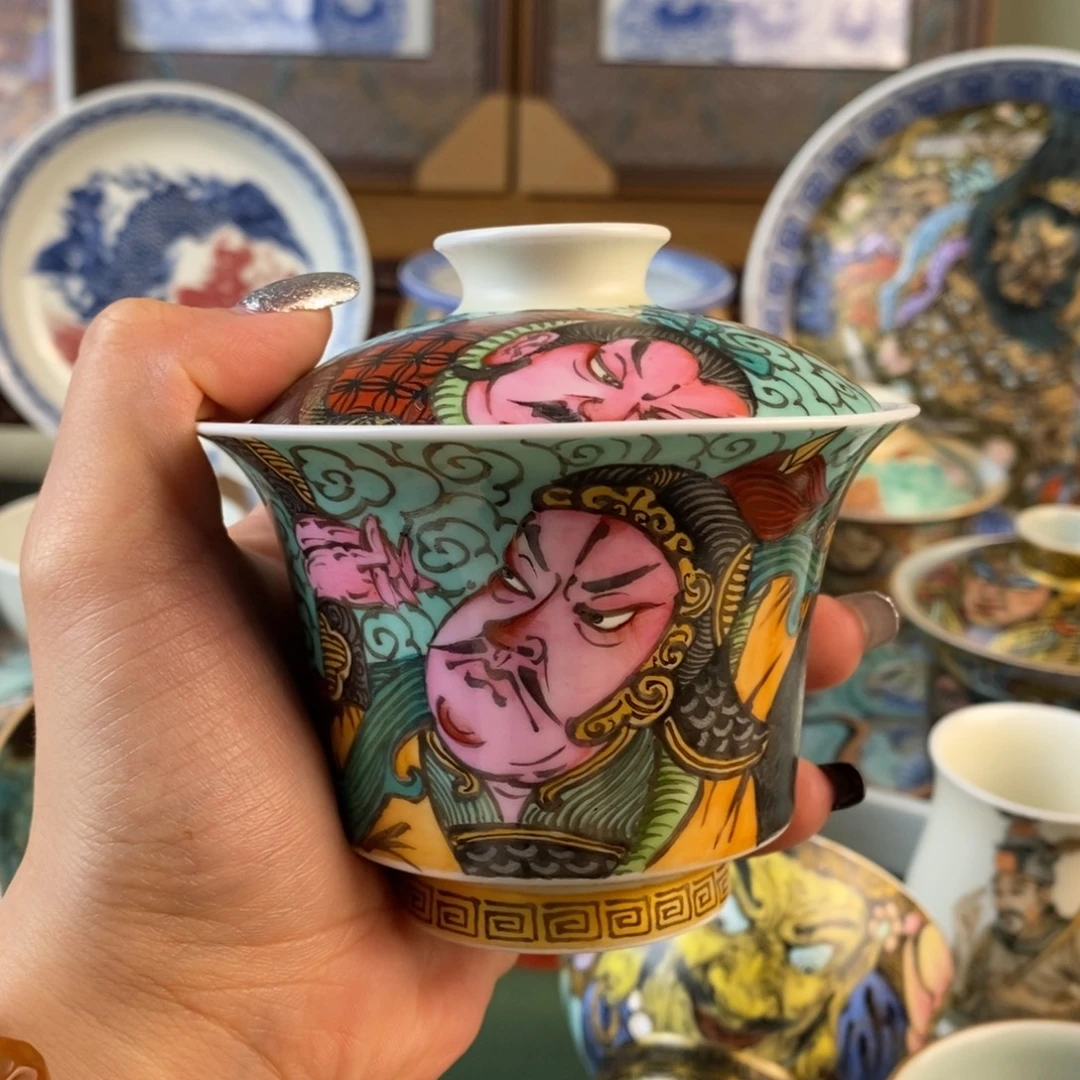 纯手工手绘陶瓷盖碗