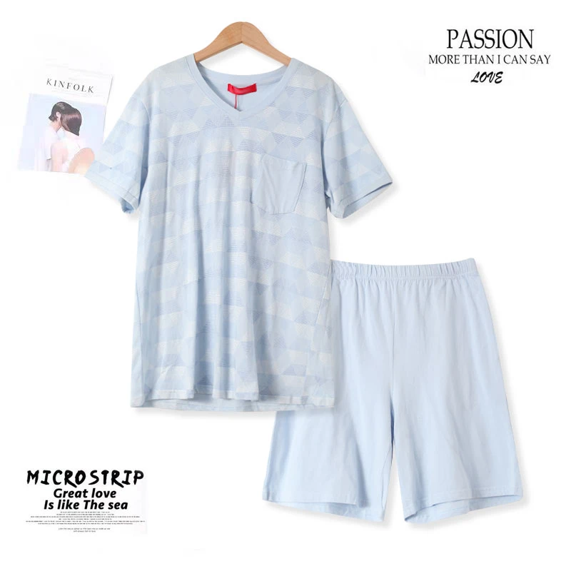 男士纯棉家居服套装短袖短裤透气宽松显瘦BB904简约休闲舒适