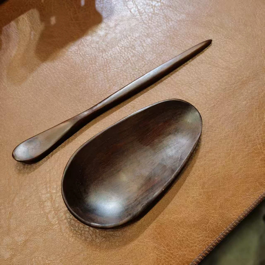 DH原木原色家用茶室道具茶拨中式风茶拨摆件两件套