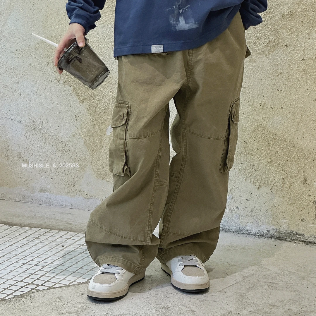 【MUSHISLE】阿又秋季童装儿童男童中大童重工高街口袋休闲裤85019Q