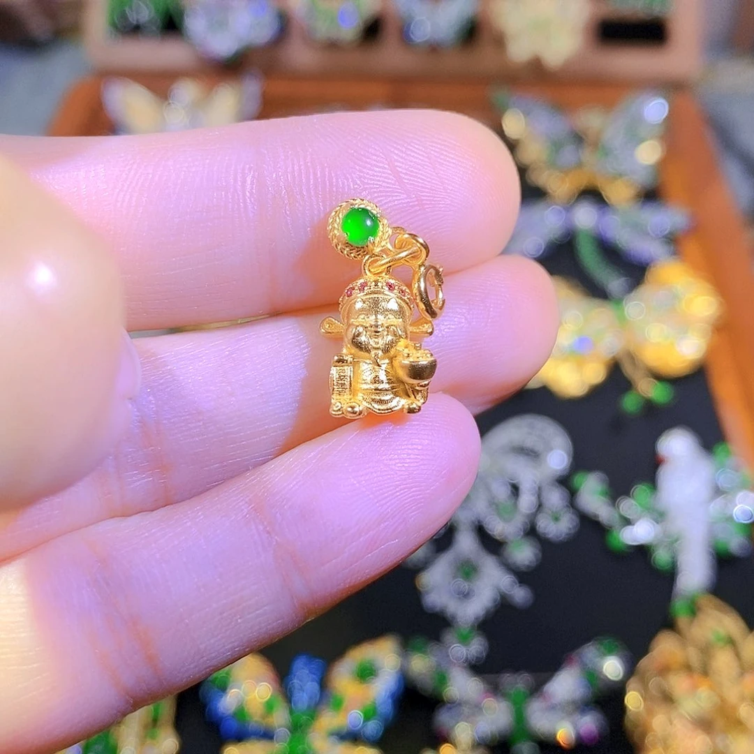 吊坠(不含链)银S925镶嵌翡翠