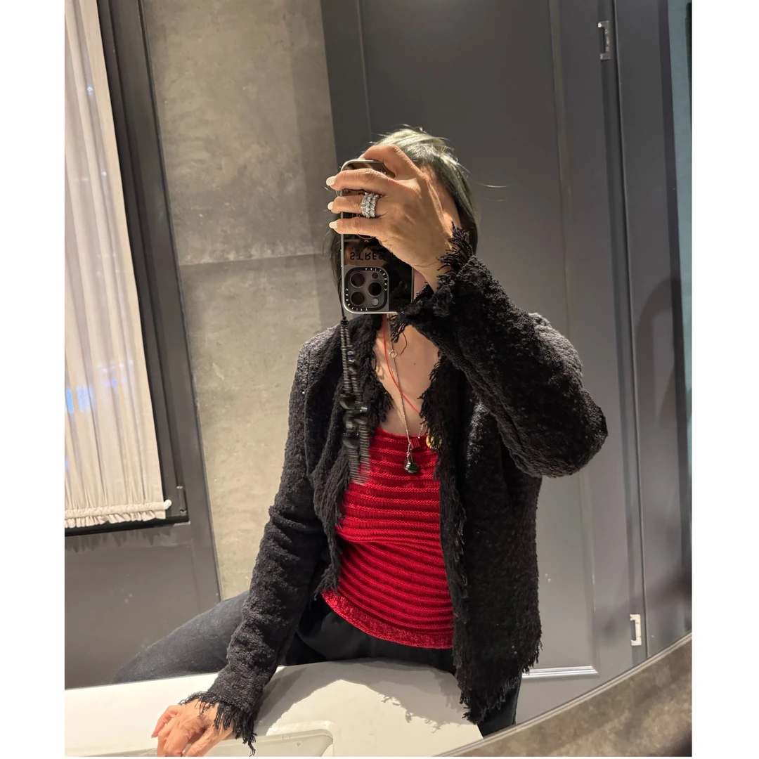 COCOLINDA | 流苏边黑色小香风空调衫外套S1014