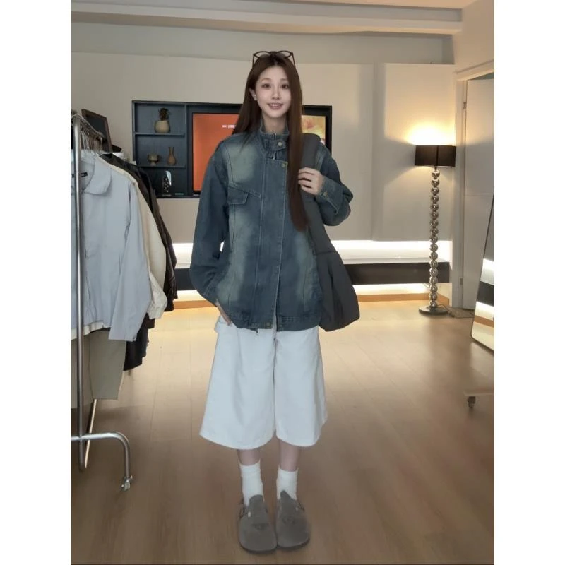 【慌慌】复古水洗做旧牛仔百搭夹克潮牌高街Y2317