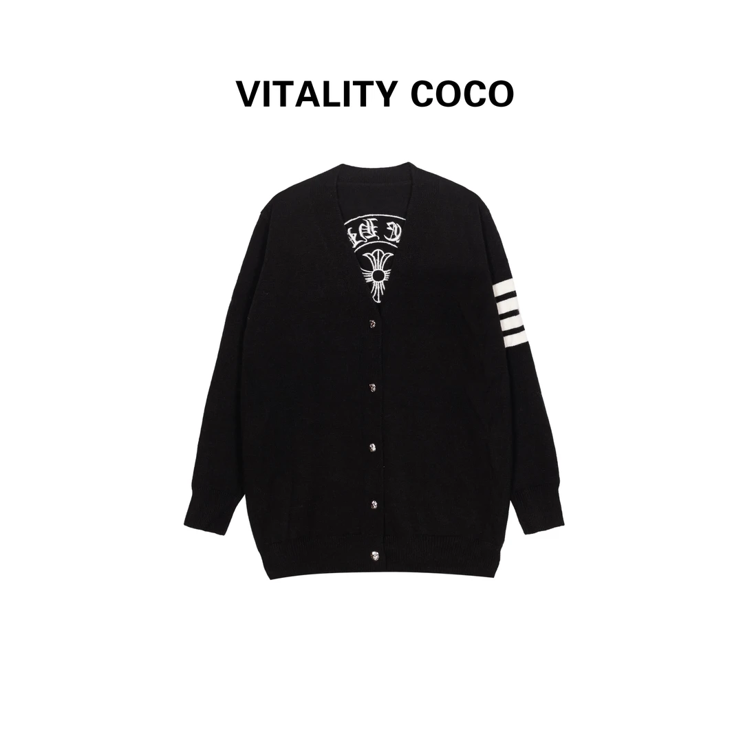 「VITALITY COCO」秋冬十字架女宽松中长款针织开衫毛衣外套-808
