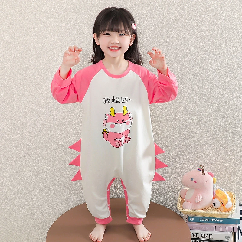 儿童连体睡衣纯棉新款女童爬服春夏长袖小童宝宝婴儿家居服睡袋
