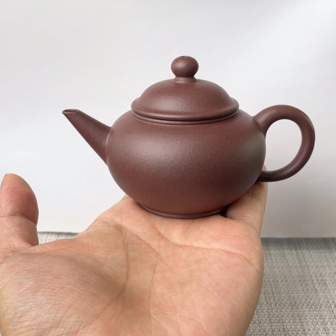 茶壶紫砂半手工老紫泥水平壶120cc