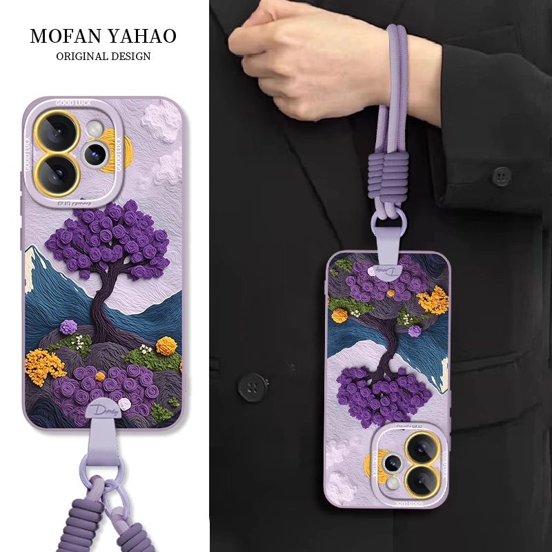 【斜挎手腕挂绳】玫瑰适用oppo reno15pro手机壳14创意新款高级感女