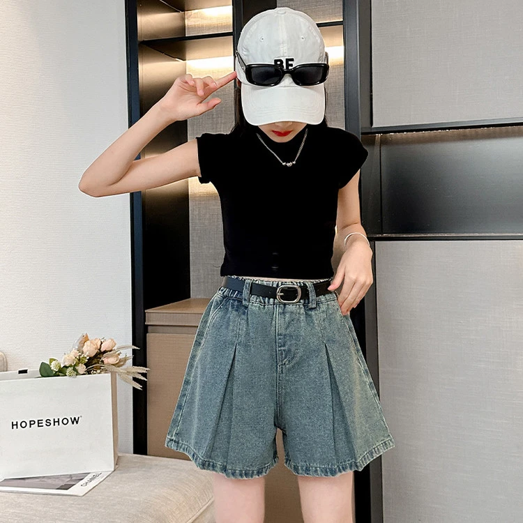 女童夏季牛仔短裤半身裙2025新款学生休闲时尚百搭洋气韩版显瘦