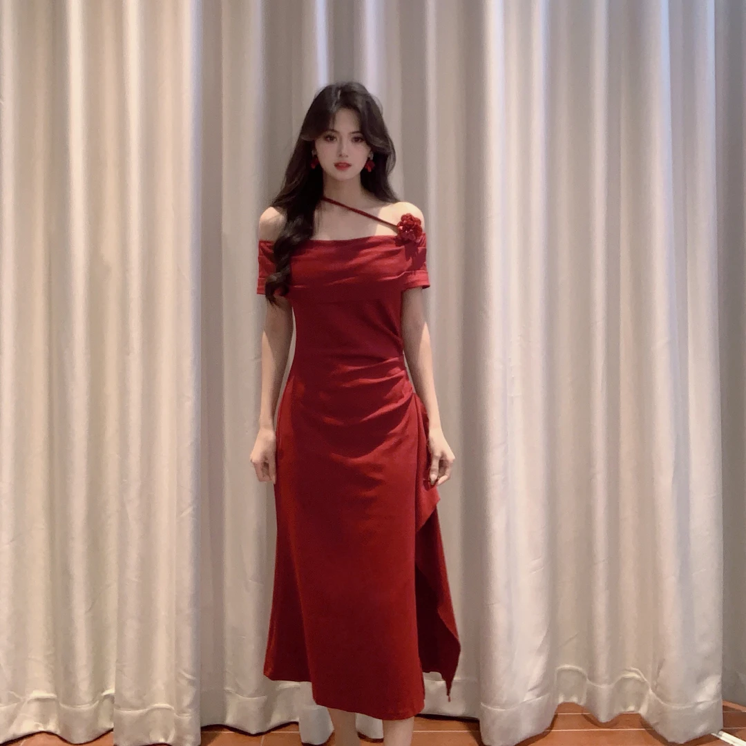 IEF/爱依服2025新款夏季时尚性感法式气质显瘦针织连衣中裙流光风