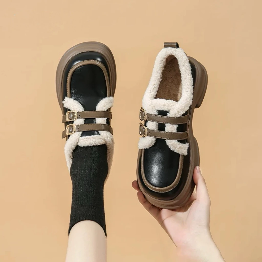 君君加绒厚底乐福跟高5厘米4824607002115