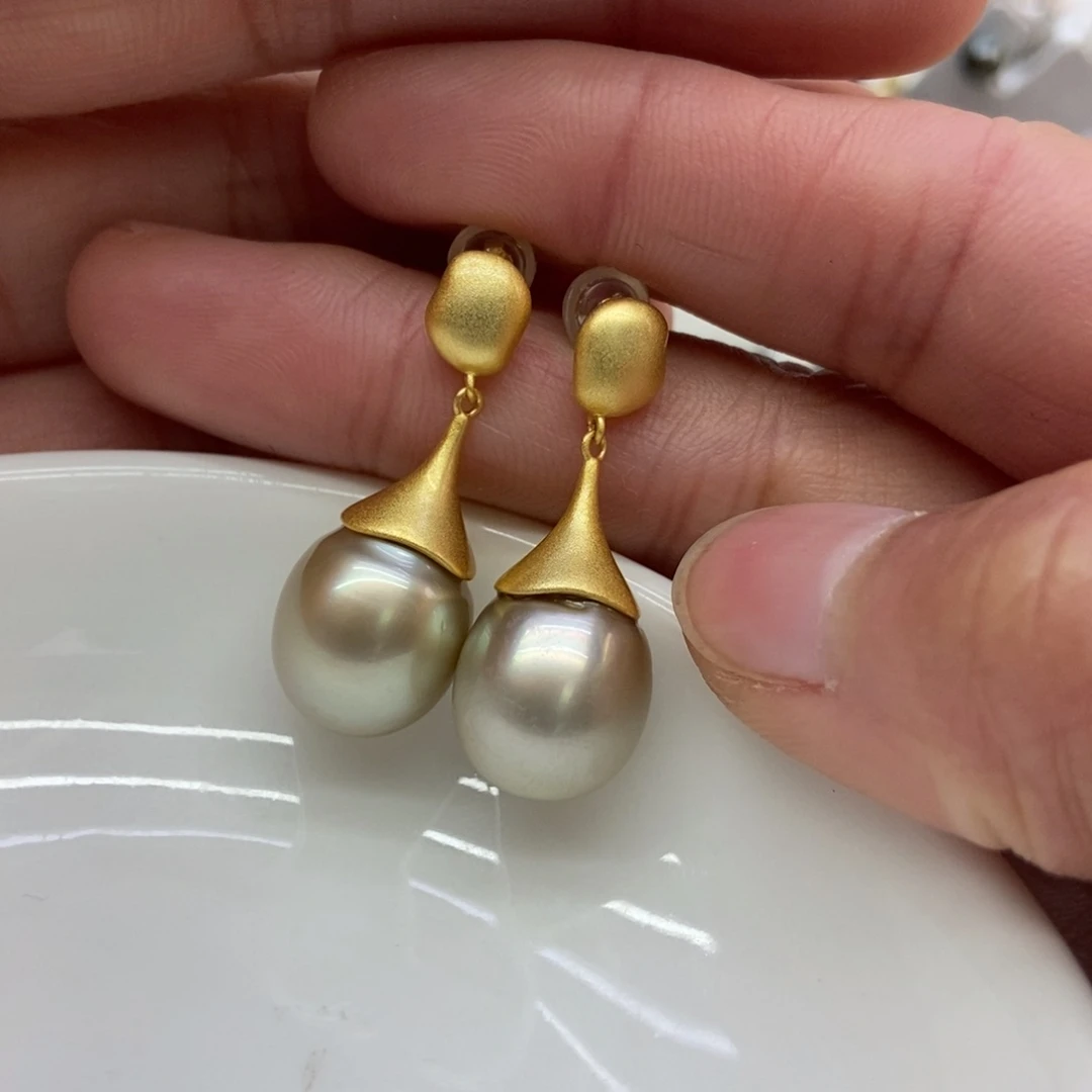 海水珍珠耳饰银S925镶嵌