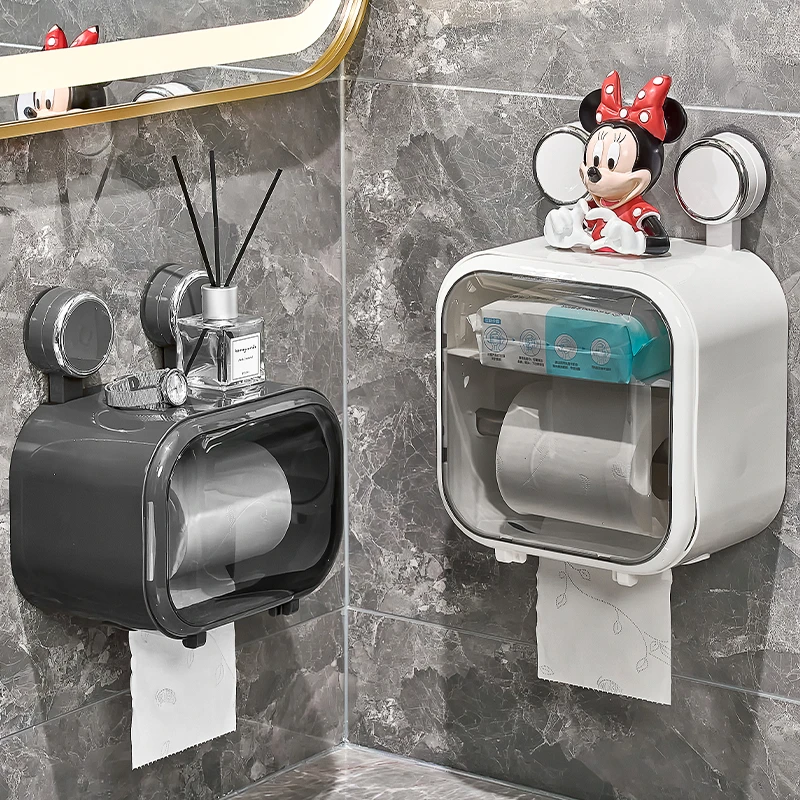 吸盘卫生间厕纸盒新款防水免打孔壁挂式浴室纸巾盒抽纸卷纸置物架