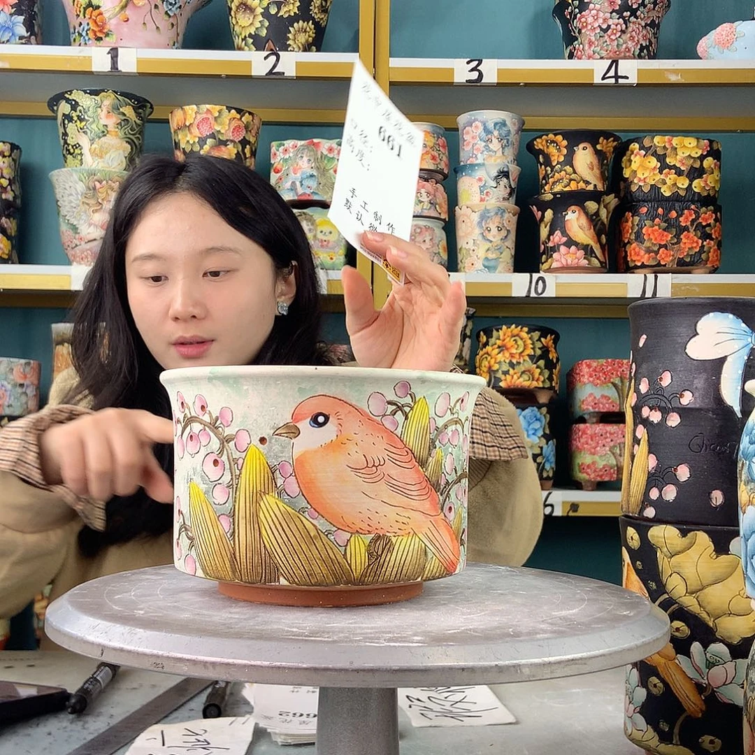 陶景德镇手工花盆661