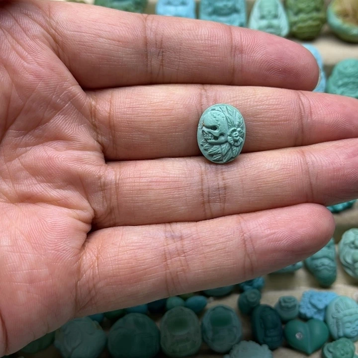 未镶嵌绿松石颈饰骷髅玫瑰