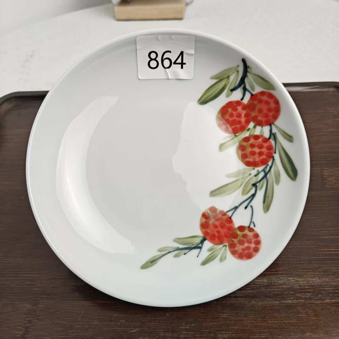 景德镇手绘釉中彩（食品级）浅盘864盘子家用餐盘陶瓷