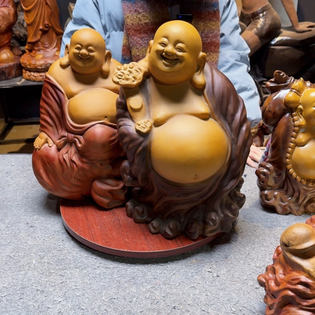 附***饰木如意弥勒佛大件精品