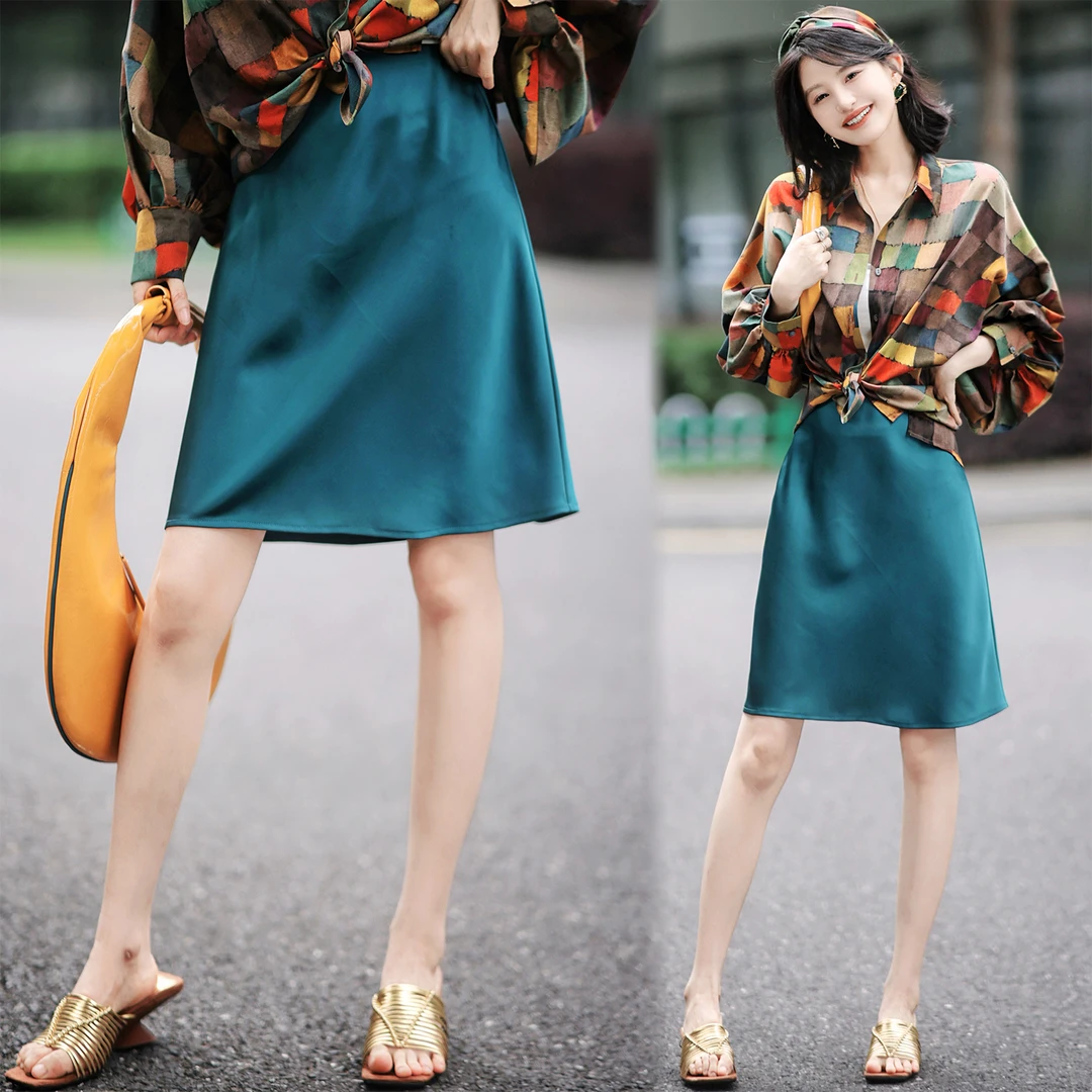 【赵大喜】现货！蓝精灵半裙 | A字半裙新款松紧腰显瘦显白佰搭A字裙