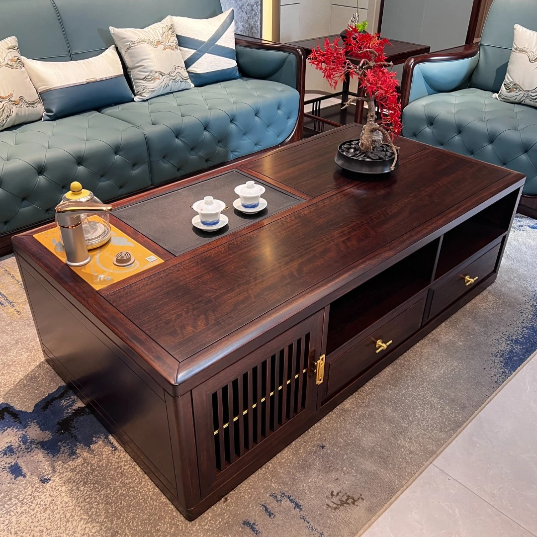 1.6米茶台茶几客厅----黑檀全实木时尚轻奢新中式茶台茶几