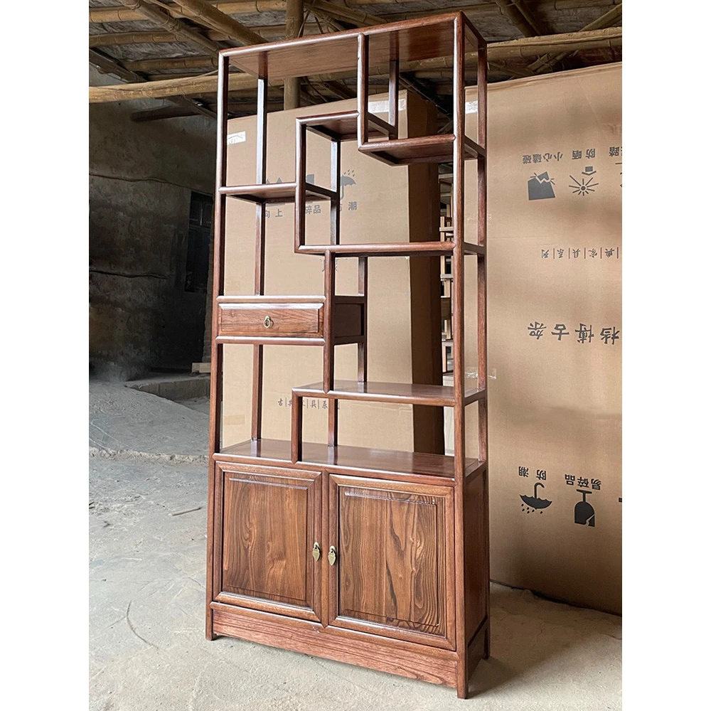 小博古架实木新中式客厅屏风隔断展示柜茶室摆件茶叶置物架多宝阁