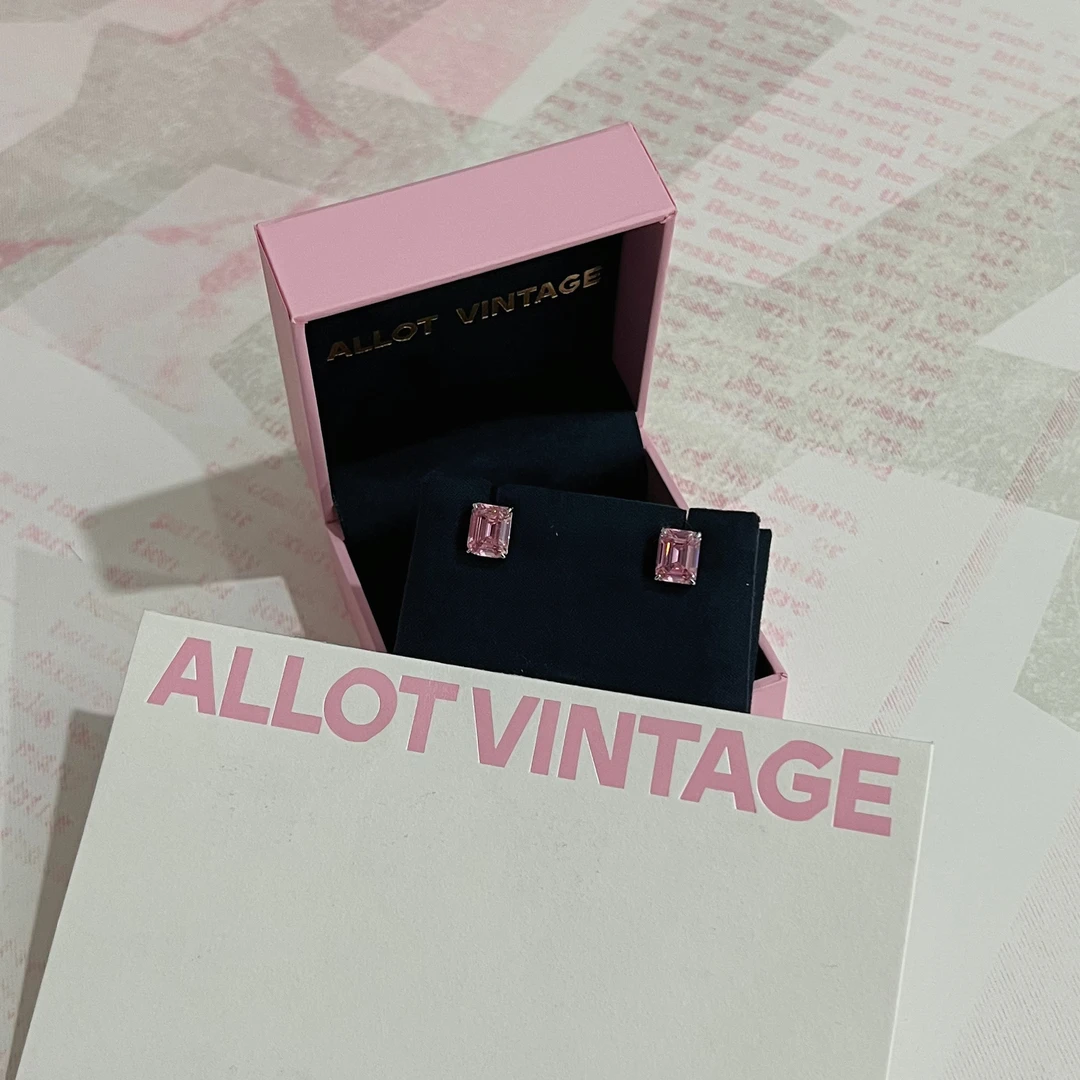 925银合成锆石耳饰 520新品 粉色4卡blingbling超闪糖果耳钉