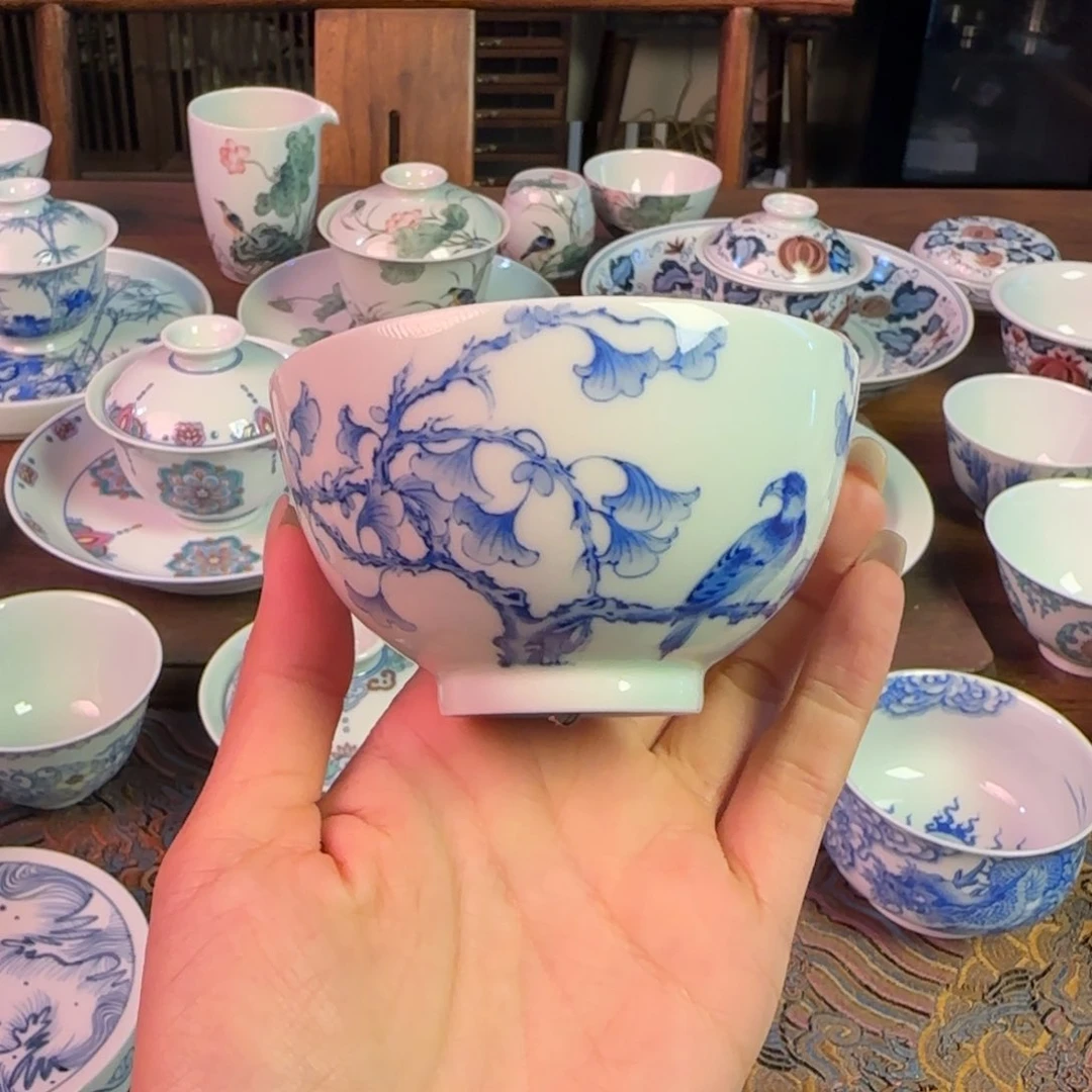 重工花鸟主人杯纯手绘