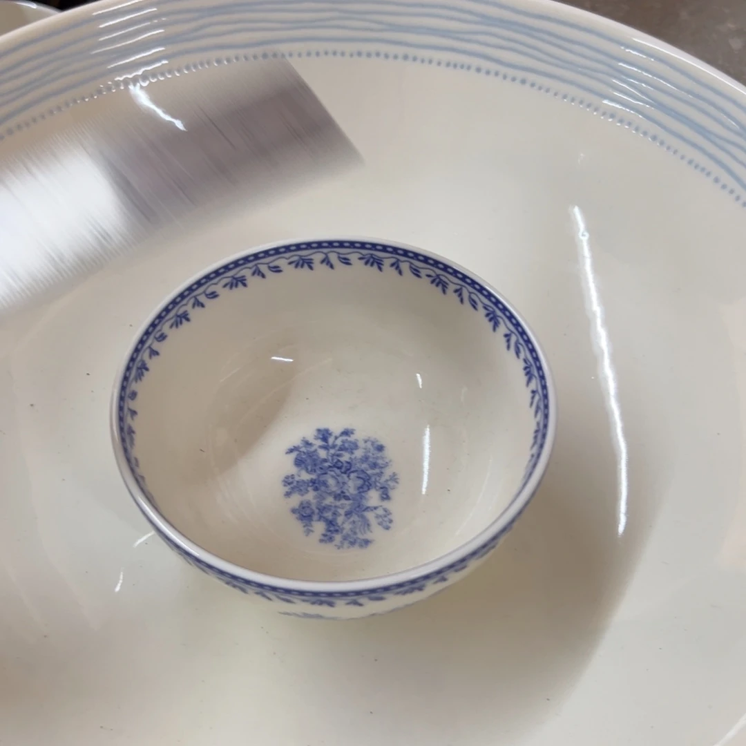 新骨瓷092微瑕兰开斯特花思凤蓝 4.25寸米饭碗