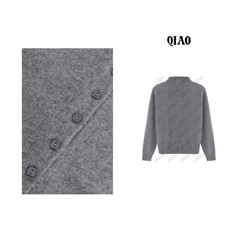 QXQT「赴约凛冬」【店主自制】荞荞冬季新款绵羊毛高领一排扣纯色打底