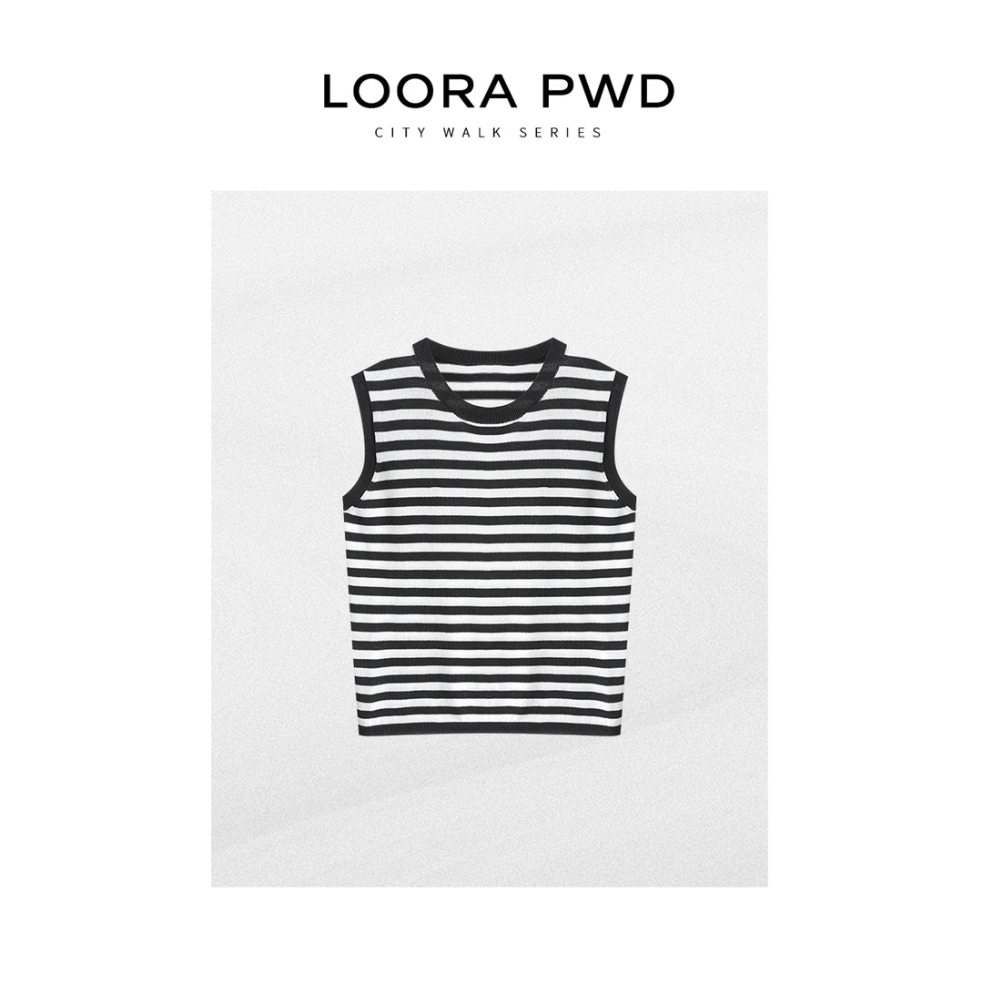 LOORAPWD/罗拉密码【黑白条纹】夏季减龄显瘦款背心25CJBI0051N