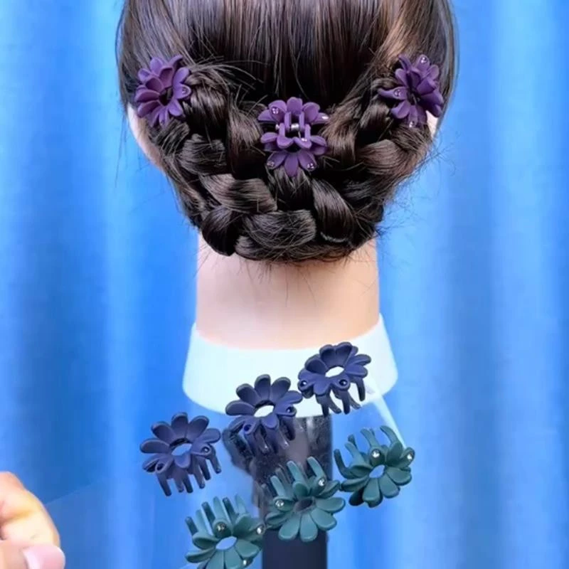 半扎发头饰短发打理神器水钻发夹女后脑勺碎发小夹子花朵抓夹发卡