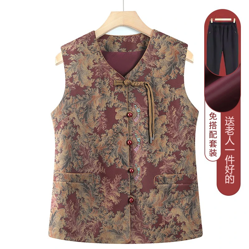 中老年女装奶奶春装外套妈妈唐装春秋马甲老太太坎肩老人背心新款