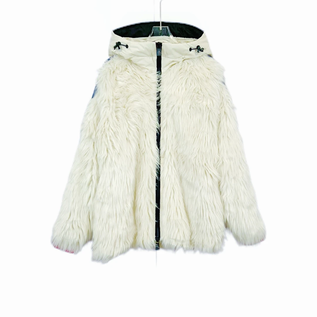 95新 MONCLER 010737 皮毛一体连帽外套 M码