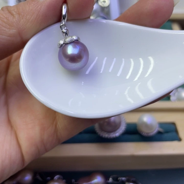 淡水珍珠吊坠(不含链)银S925镶嵌静