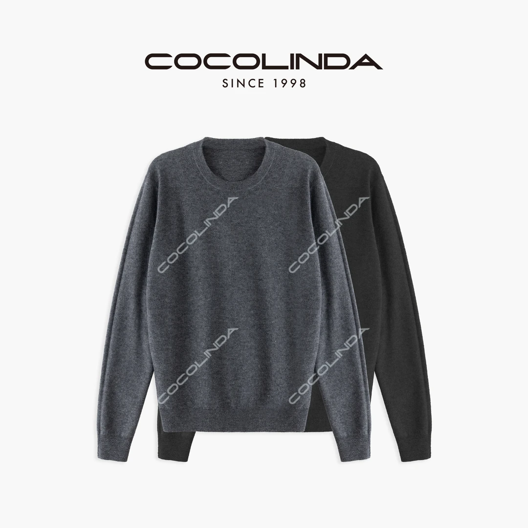 COCOLINDA| 绵羊毛圆领简约休闲灰色上衣S2871