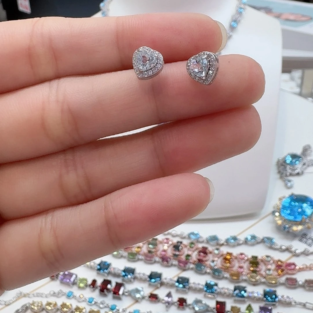 海蓝宝石耳坠银S925镶嵌—54