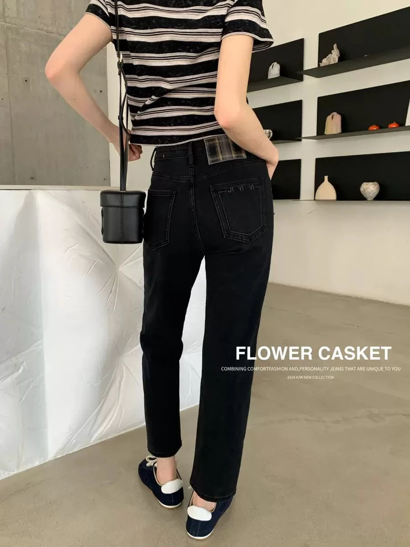新号福利，只限一单！花家春款黑灰高级感九分小直筒法棍裤高腰显瘦