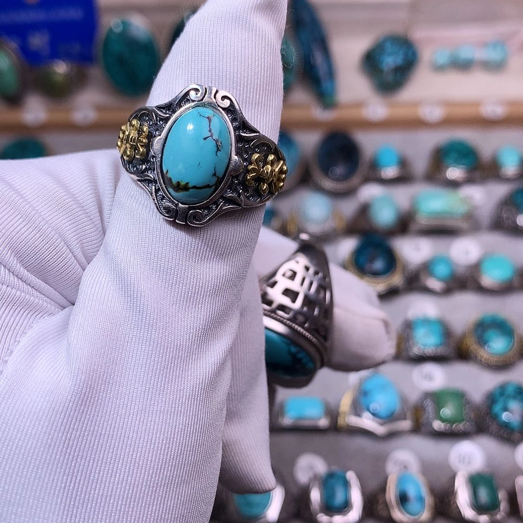 绿松石挂件银S925镶嵌