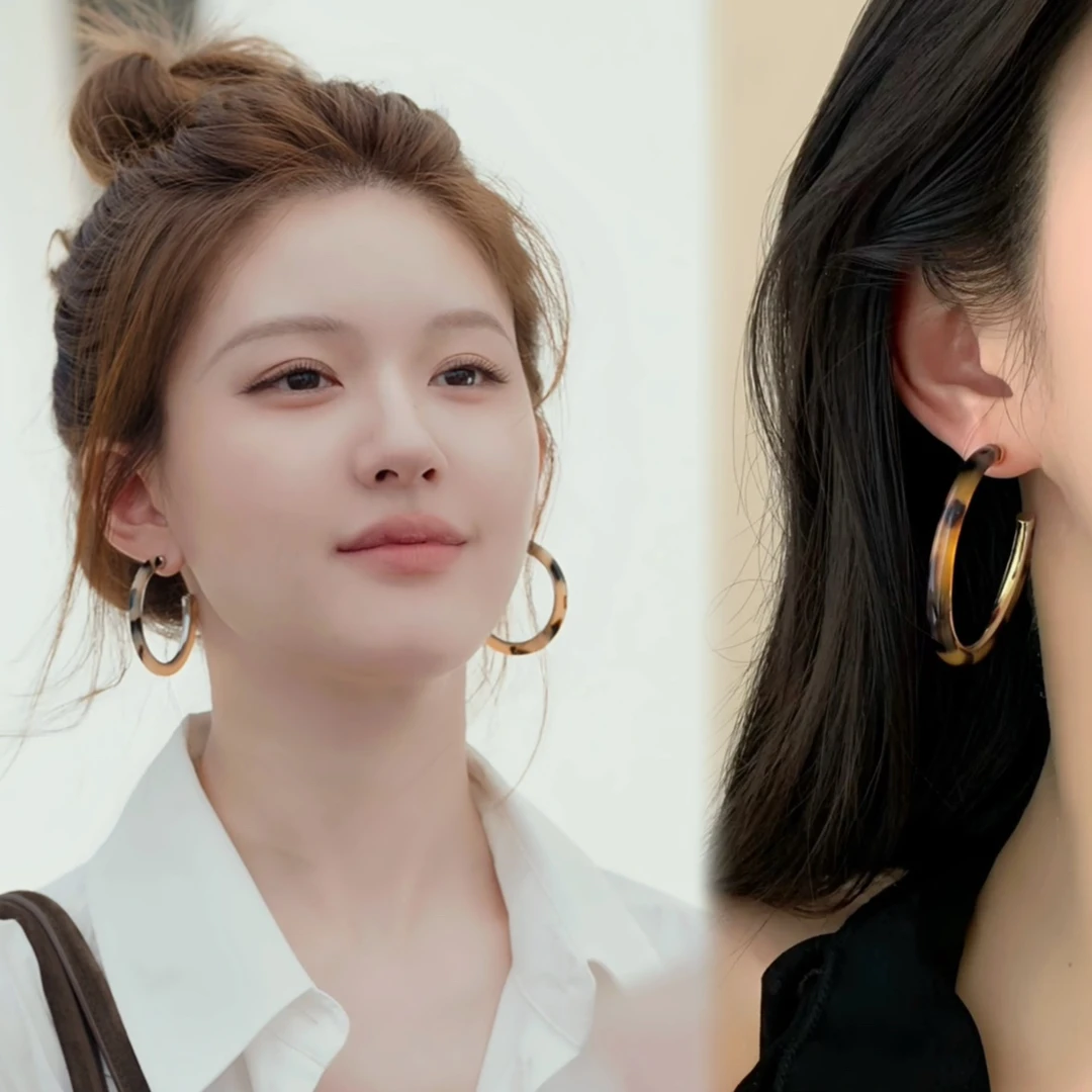 铜合金耳饰 「红茶」赵露思同款豹纹气质耳饰耳环蚊香盘耳夹女耳圈